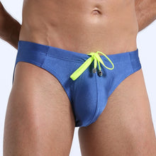 Load image into Gallery viewer, The "Cocktail" Neon Camp Brief Speedos with special drawstring deep navy - MaverickSwim