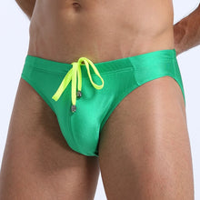 Load image into Gallery viewer, The "Cocktail" Neon Camp Brief Speedos with special drawstring nuclear green - MaverickSwim