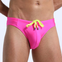 Load image into Gallery viewer, The "Cocktail" Neon Camp Brief Speedos with special drawstring hot pink- MaverickSwim