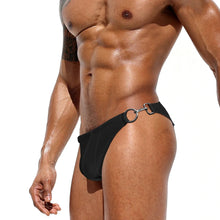 Load image into Gallery viewer, The "Quick Escape" Buckle Swim Brief – Low Rise Side-Clip Tanga for Men Jet Black