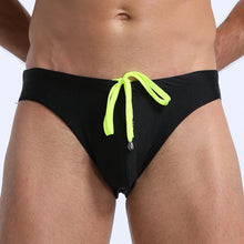 Load image into Gallery viewer, The "Cocktail" Neon Camp Brief Speedos with special drawstring midnight black - MaverickSwim
