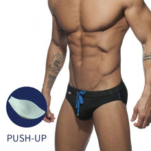 Load image into Gallery viewer, Pride Month Edition Swim Trunks with Rainbow Flag Speedos black