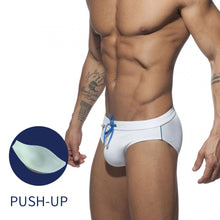 Load image into Gallery viewer, Pride Month Edition Swim Trunks with Rainbow Flag Speedos white