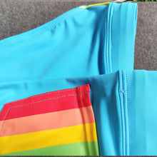 Load image into Gallery viewer, Pride Month Edition Swim Trunks with Rainbow Flag Speedos sky blue