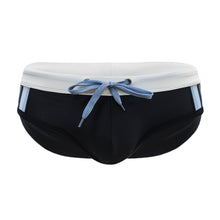 Load image into Gallery viewer, Kuma Swim Trunks with Side Stripes in black gray