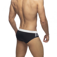 Load image into Gallery viewer, Kuma Swim Trunks with Side Stripes in black gray