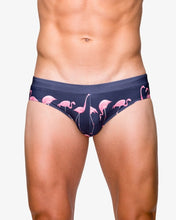 Load image into Gallery viewer, Miami Swim Trunks Briefs with Flamingo purple