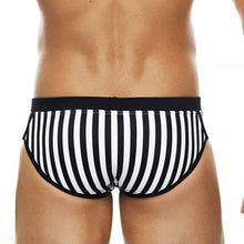 Load image into Gallery viewer, Mykonos Swim Briefs Black and White Striped w