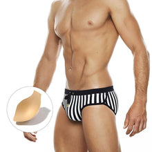 Load image into Gallery viewer, Mykonos Swim Briefs Black and White Striped w