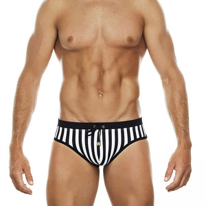Mykonos Swim Briefs Black and White Striped w