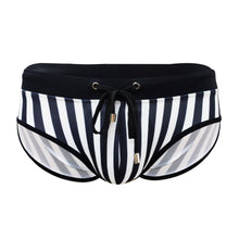Load image into Gallery viewer, Mykonos Swim Briefs Black and White Striped w
