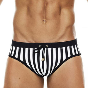 Mykonos Swim Briefs Black and White Striped w