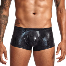 Load image into Gallery viewer, Sheen Holographic Swimsuit Hipster Trunks for men metallic black
