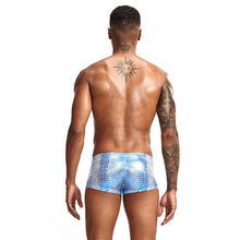 Load image into Gallery viewer, Sheen Holographic Swimsuit Hipster Trunks for men metallic blue